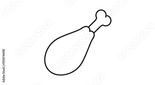Simple Line Drawing of a Cooked Chicken Leg Drumstick