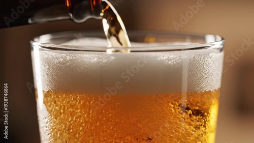 Wallpaper Mural Refreshing Beer Pouring into Glass, Creating Frothy Head and Bubbles Torontodigital.ca