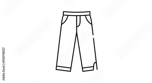 Simple Line Art Icon of Casual Trousers or Pants, Minimalist Fashion Apparel Graphic