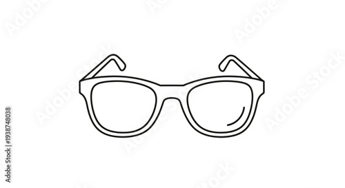 Simple Line Art Icon of Hipster Glasses, Minimalist Eyewear Symbol, Vector Illustration