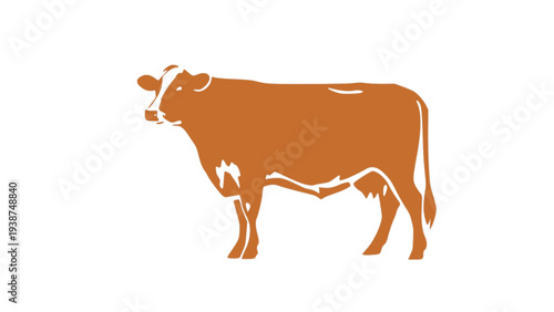 Brown Cow Silhouette Vector Illustration