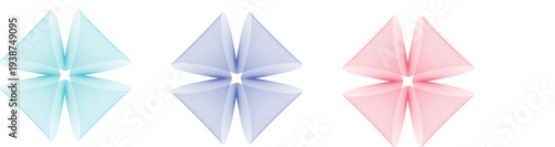 Set of Three Geometric Abstract Shapes in Blue, Teal, and Pink