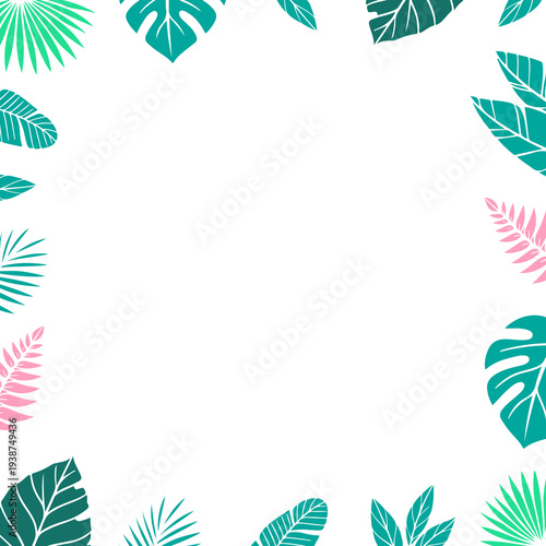 Tropical flat leafs background template
