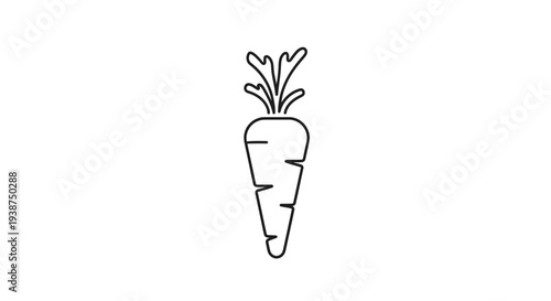 Simple Line Art Icon of a Carrot, Fresh Vegetable, Healthy Food, Organic Ingredient, Vector Illustration