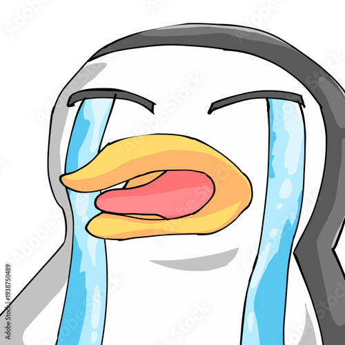 Vektor penguin cries loudly
