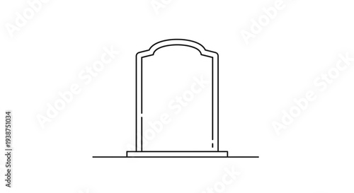 Simple Line Art Gravestone Icon on White Background
