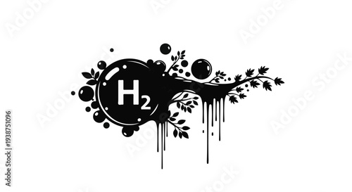 Hydrogen molecule symbol with creative floral elements