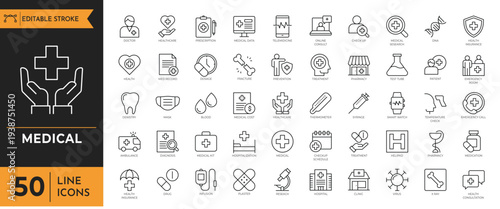 Medical icons display on a digital screen for healthcare professionals