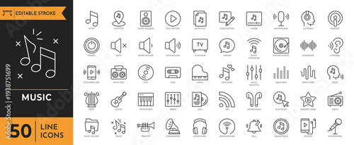 A collection of various music and multimedia icons displayed on a screen.