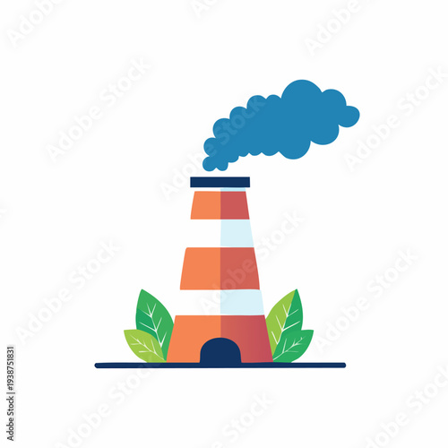 Industrial chimney emitting smoke polluting the environment with emissions.