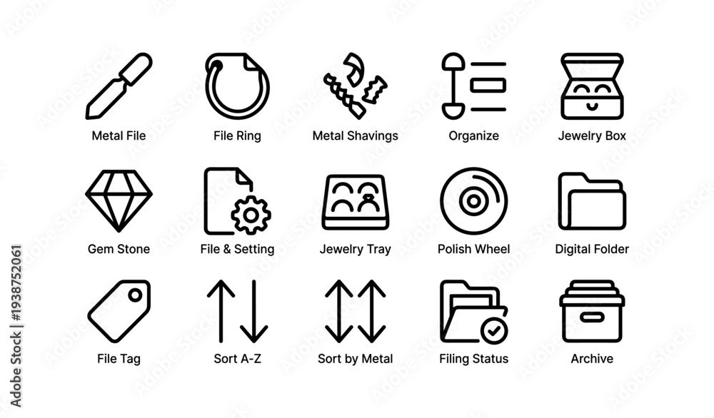 Fototapeta premium Icon set: tools for jewelry making and organization