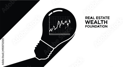 Real estate wealth foundation concept with graph and lightbulb