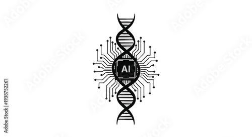 Artificial intelligence DNA concept with circuit lines and AI symbol