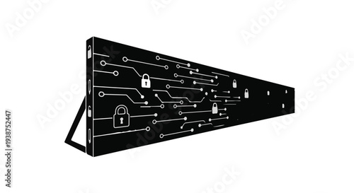 Futuristic circuit board design with padlock security symbols