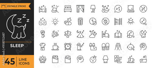 A dinosaur sleeps peacefully amidst various icons and line art in a digital illustration.