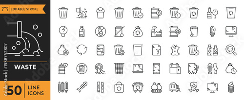 A collection of waste and recycling icons displayed on a clean surface.