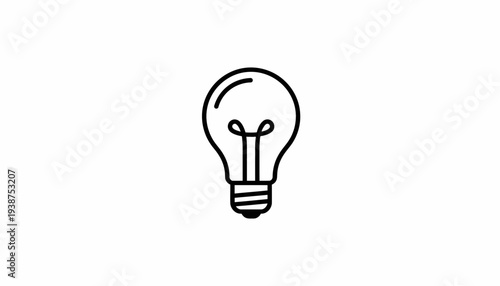 Simple light bulb icon, symbol of idea, innovation, creativity, and inspiration on white background
