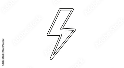 Simple Lightning Bolt Icon Outline, Electric Energy Symbol, Power Symbol