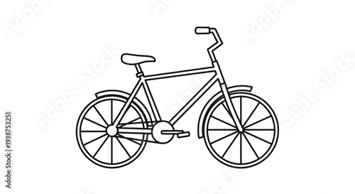 Simple Line Art Bicycle Icon on White Background
