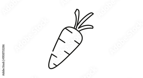 Simple Line Art Carrot Icon, Fresh Vegetable Illustration, Healthy Food Symbol