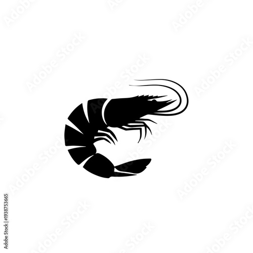 Dynamic illustration of a shrimp in motion, showcasing seafood, marine life, and culinary delights from a front viewpoint
