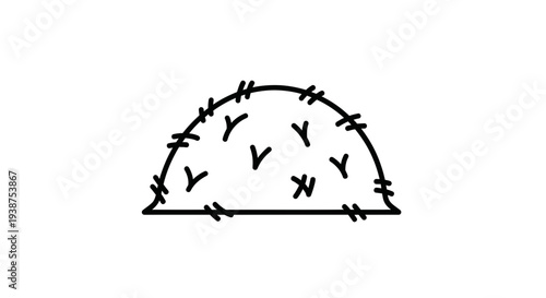 Simple Hand-Drawn Icon of a Haystack or Grass Pile, Minimalist Farm Element