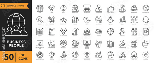 Business professionals collaborate on global projects with technology icons