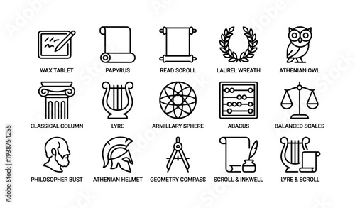 Ancient symbols: philosophy, music, and knowledge in iconic line art