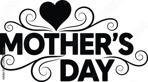 Mother's day celebration logo with heart and floral design happy mother day