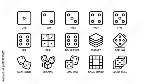Dice symbols set: various configurations for gaming and design
