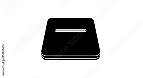 Sleek black savings slot icon illustrating financial contribution and secure input for modern