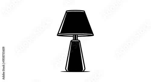 Stylized modern table lamp black silhouette minimalist home decor lighting fixture vector graphic