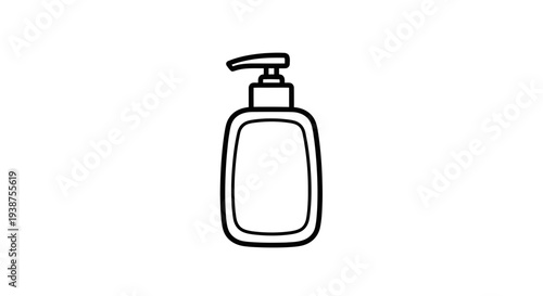 monochrome icon portraying a modern hand wash sanitizer or conditioning pump bottle