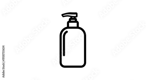 Minimalist outline icon of a liquid soap dispenser pump bottle for hygiene and sanitation purposes