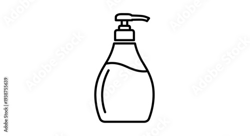 Minimalist outline illustration of a liquid soap dispenser with pump for hygiene and daily