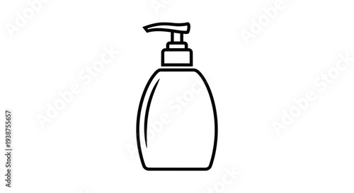 Minimalist outline icon of a versatile pump dispenser bottle for liquid soap or lotion products