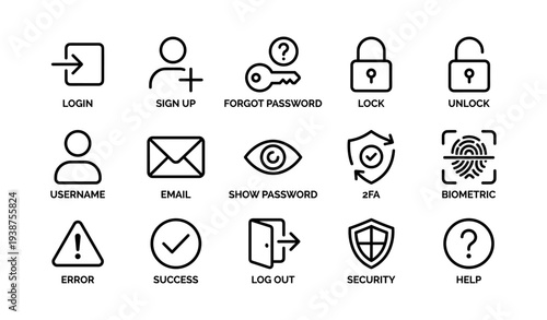 User interface icons for security and account management