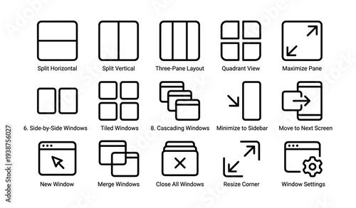 User interface window management icons for efficient desktop navigation