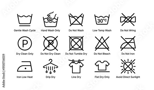 Laundry care symbols guide for washing and drying clothes