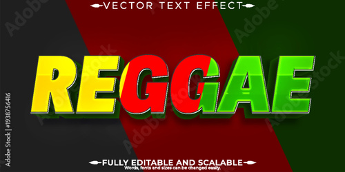 A vibrant reggae text effect with fully editable and scalable vector design