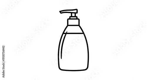 Minimalist black outline drawing of a versatile pump dispenser bottle perfect for hygiene products