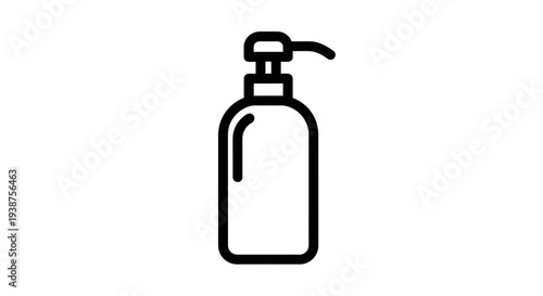 Clean outline illustration of a modern dispenser bottle for liquid soap or lotion hygiene concept