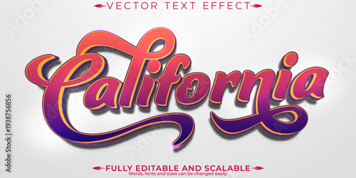A vibrant vector text effect with the word California in a fully editable and scalable style