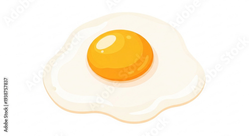 Fried egg with shiny yellow yolk on white background perfect for breakfast or brunch concepts culinary illustrations or food related designs