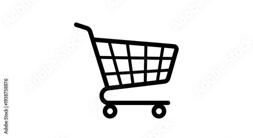 Clean vector illustration of a minimalist shopping cart icon for modern e-commerce websites and