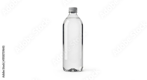 Clear plastic bottle filled with pure water isolated on a white background representing hydration and refreshment for health and lifestyle concepts