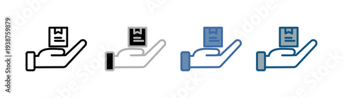 
delivery icon set multiple style collection with hand and box design