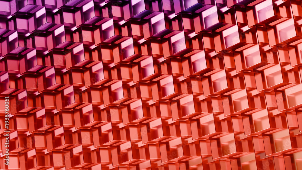 Fototapeta premium Transparent glass cube grid pattern, abstract geometric technology background, 3D illustration