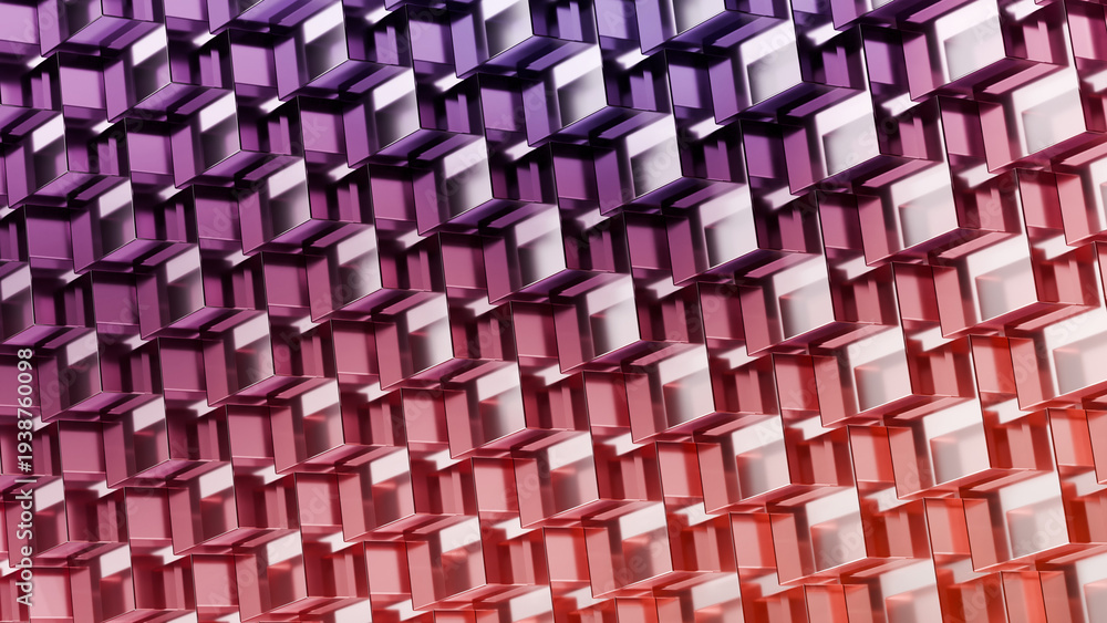 Obraz premium Transparent glass cube grid pattern, abstract geometric technology background, 3D illustration