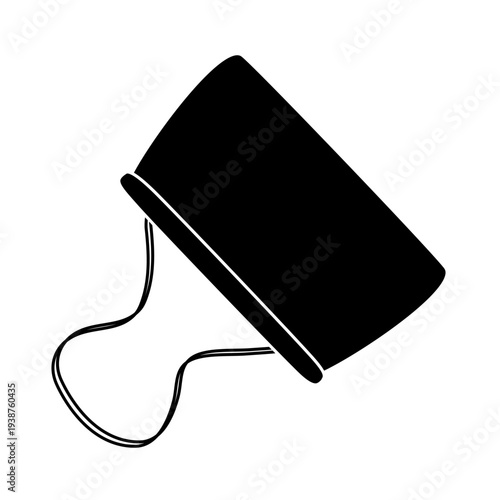Black silhouette of metal binder clip for holding sheets of paper together, glyph icon flat vector